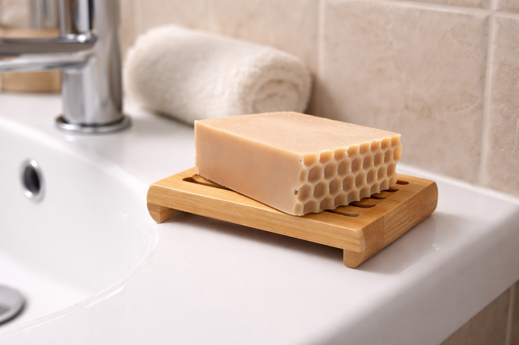 Modern Slotted Bamboo Soap Tray