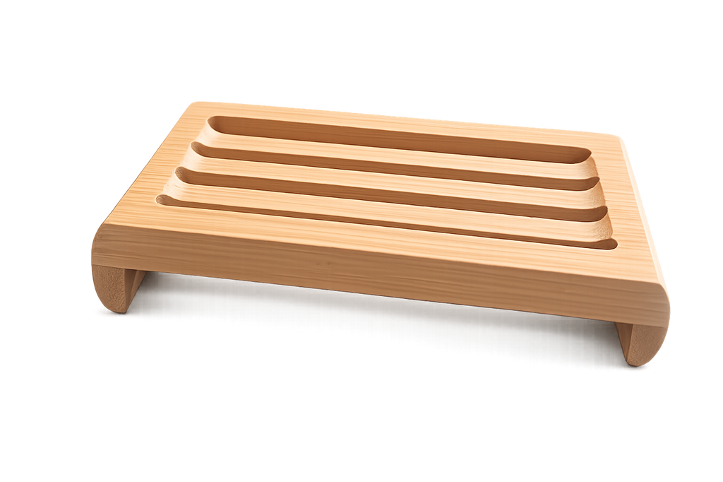 Modern Slotted Bamboo Soap Tray