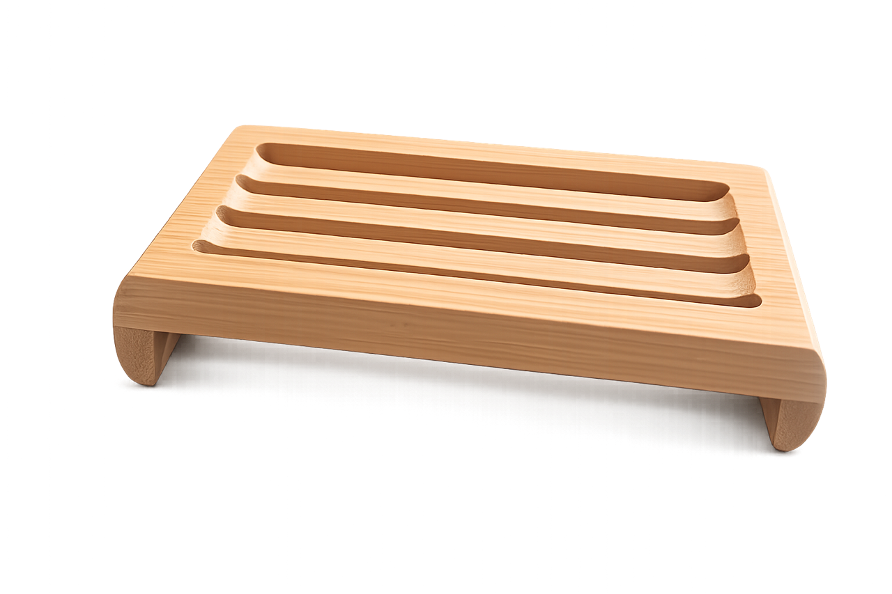 Modern Slotted Bamboo Soap Tray